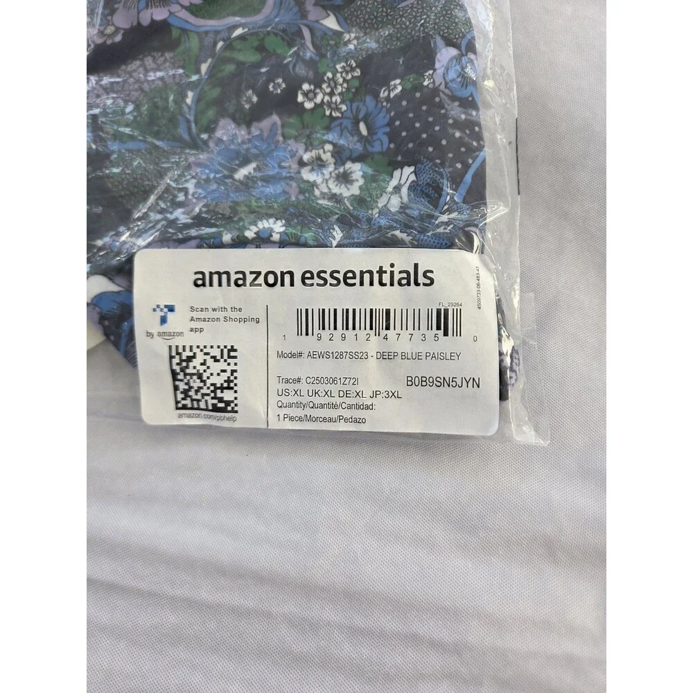 Essentials‎ High Waist Bikini Bottom Women's XL Deep Blue Paisley NEW